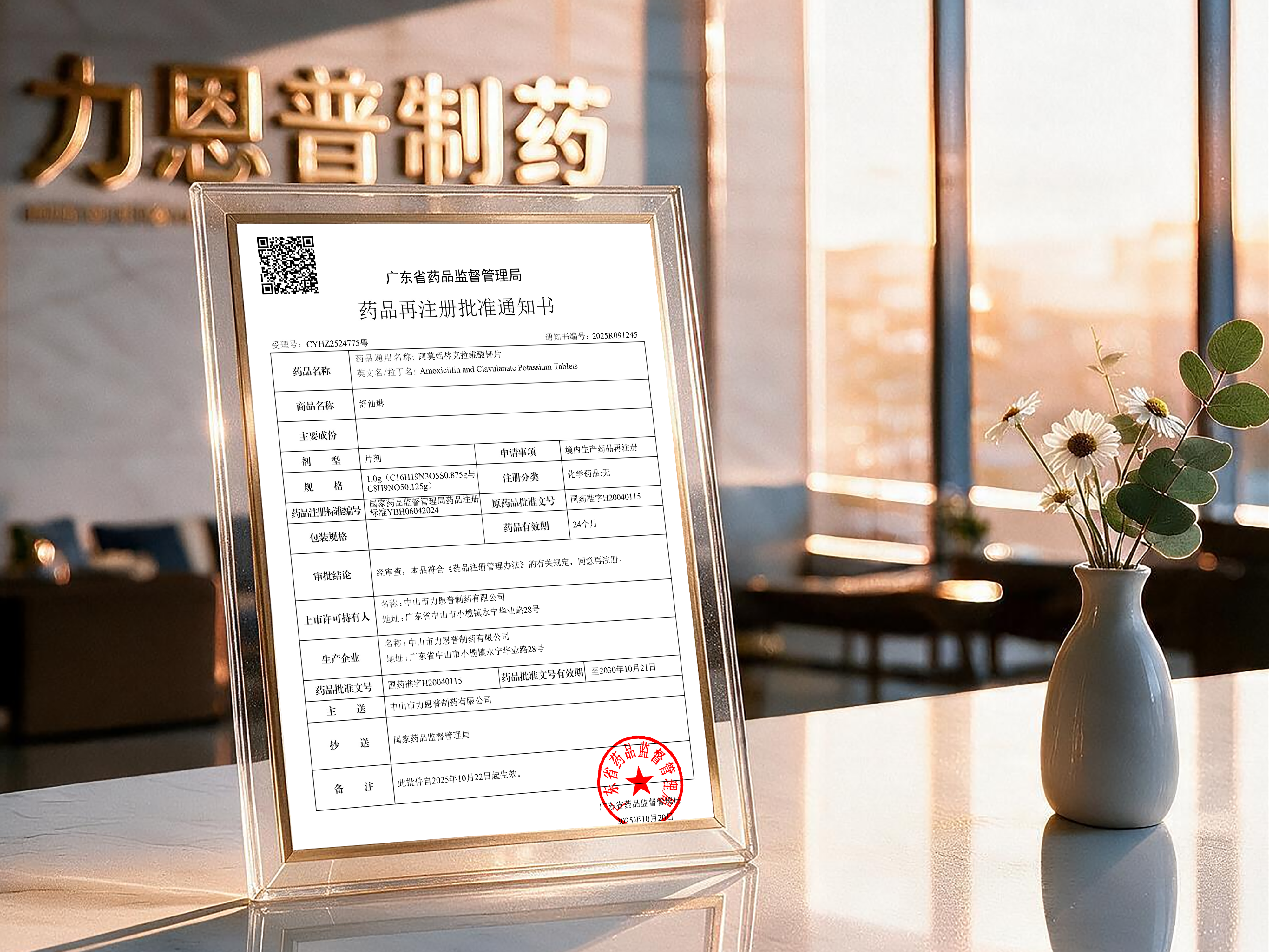 片剂注册通知书